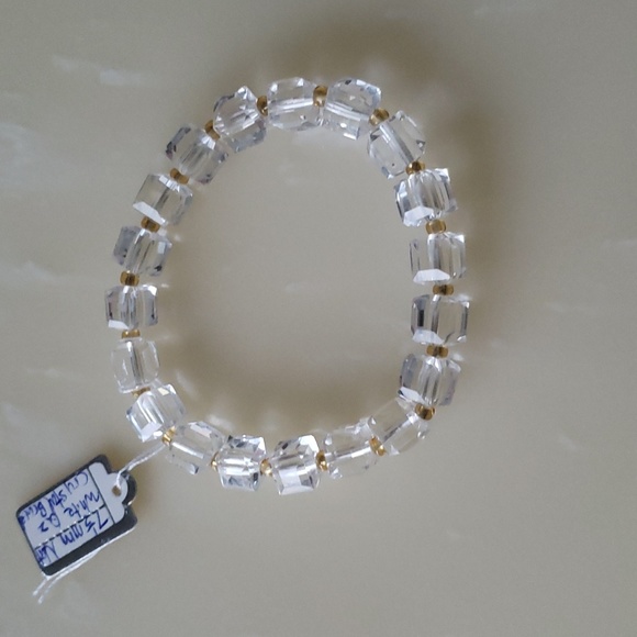 White clear crystal 7.5 mm facet bracelet - Picture 3 of 4